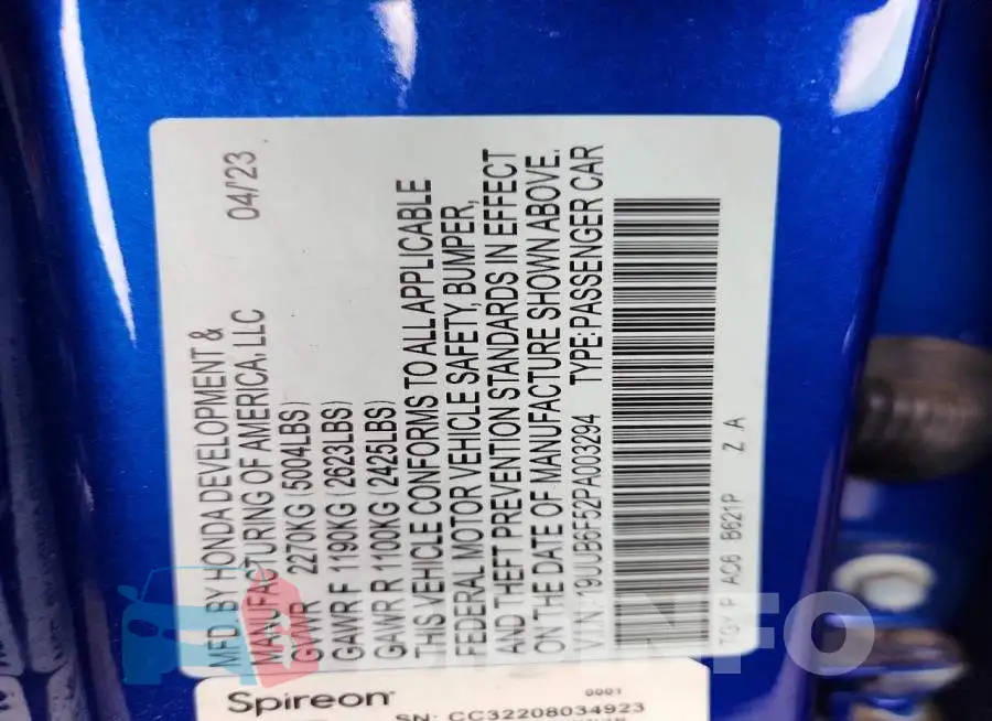 19UUB6F52PA003294 Photo# 12