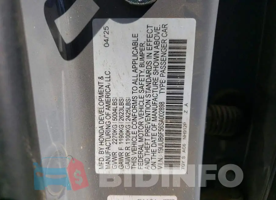 19UUB6F56SA002898 Photo# 12