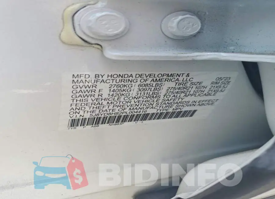 5J8YD8H82PL004416 Photo# 13