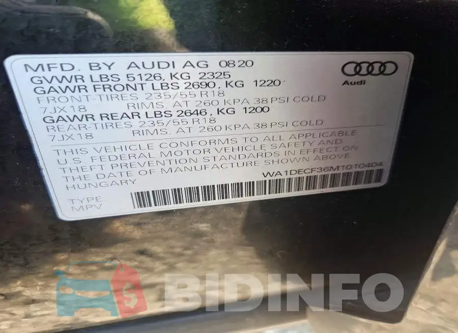 WA1DECF36M1010404 Photo# 13