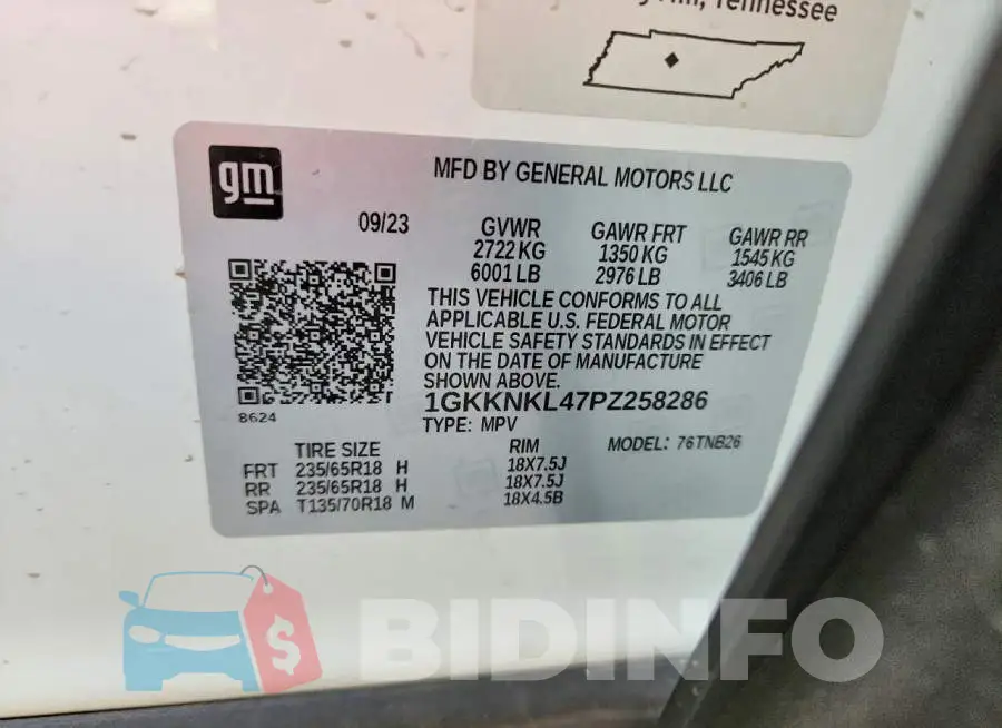 1GKKNKL47PZ258286 Photo# 13