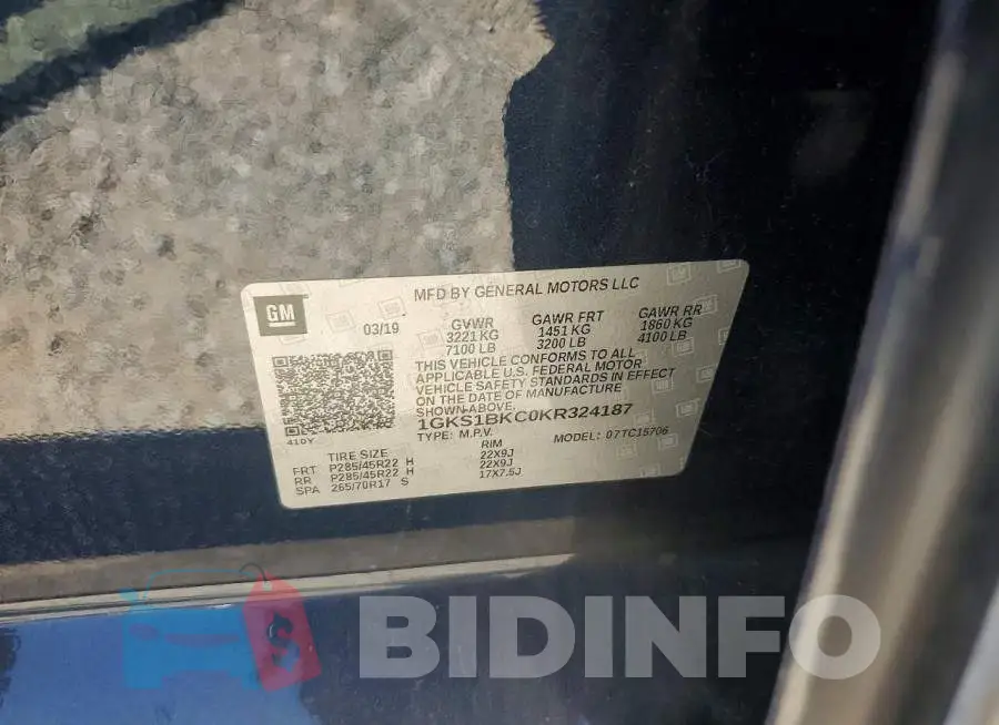 1GKS1BKC0KR324187 Photo# 13