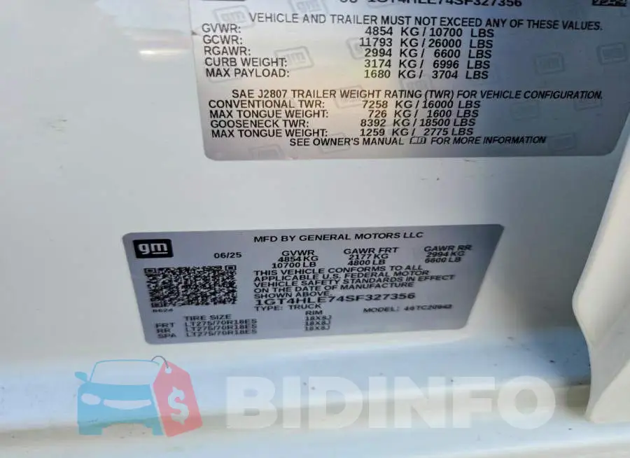 1GT4HLE74SF327356 Photo# 12