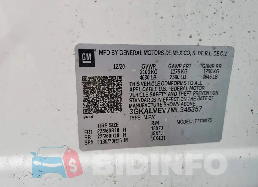 3GKALVEV7ML345357 Photo# 13