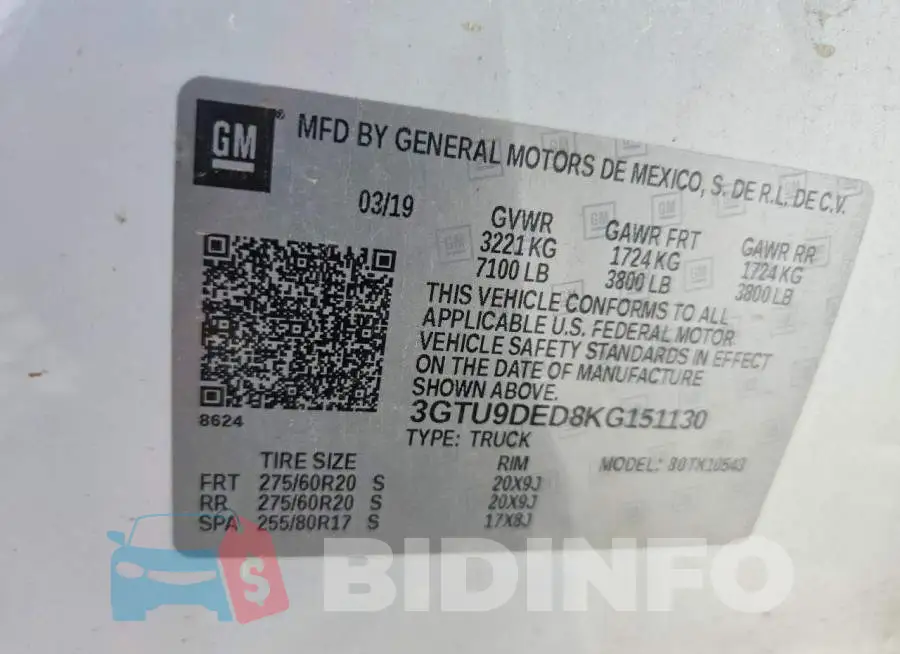 3GTU9DED8KG151130 Photo# 12
