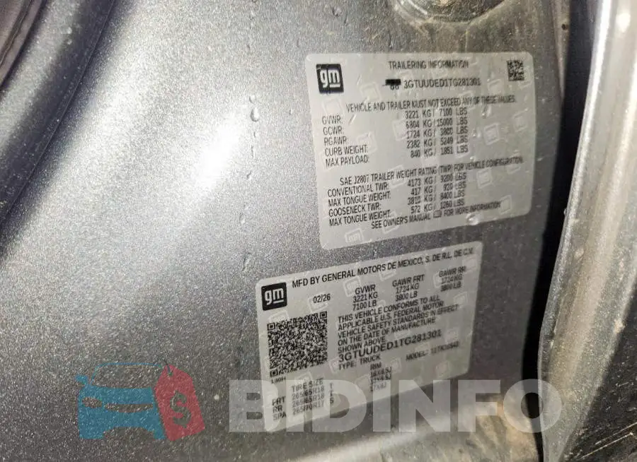 3GTUUDED1TG281301 Photo# 12