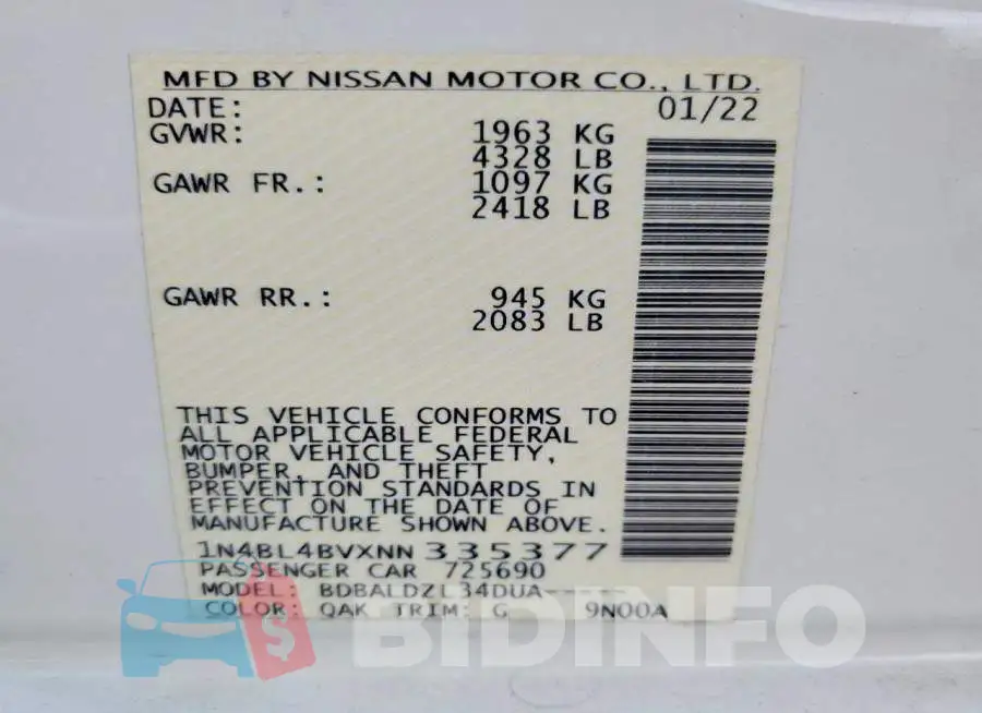 1N4BL4BVXNN335377 Photo# 12