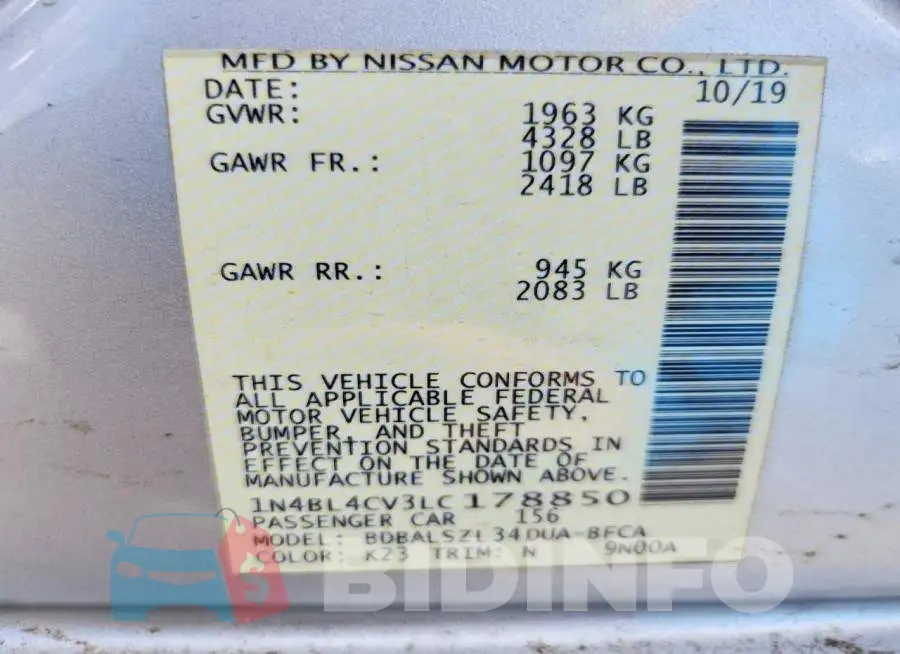 1N4BL4CV3LC178850 Photo# 12
