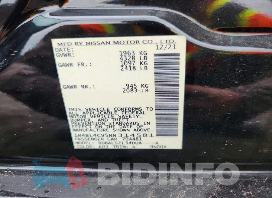 1N4BL4CV5NN314581 Photo# 12