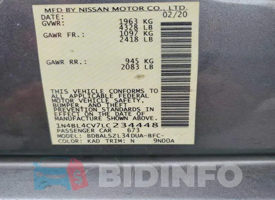 1N4BL4CV7LC234448 Photo# 12