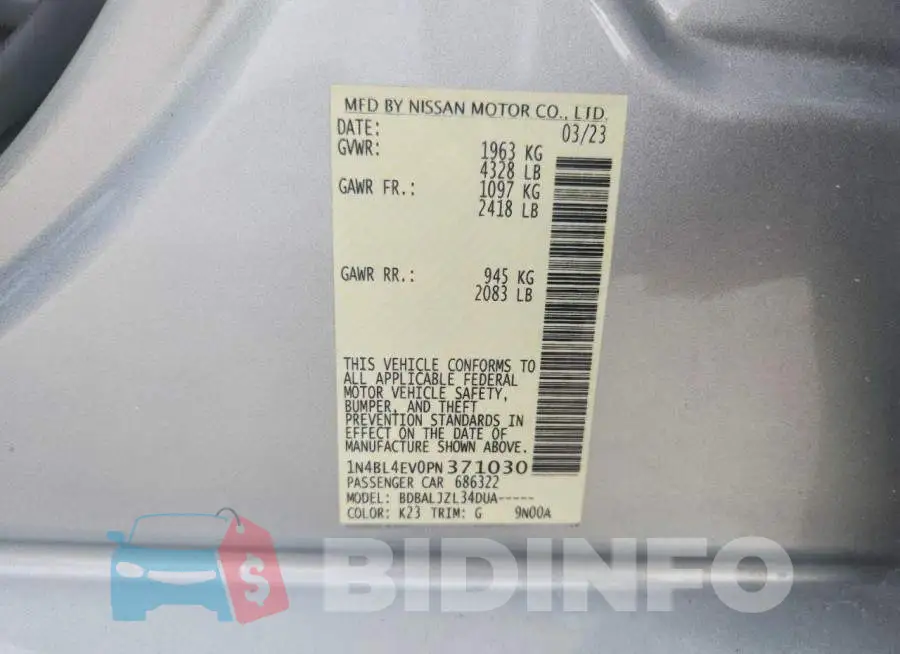 1N4BL4EV0PN371030 Photo# 12