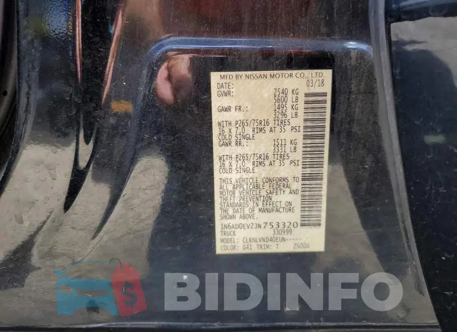 1N6AD0EV2JN753320 Photo# 12