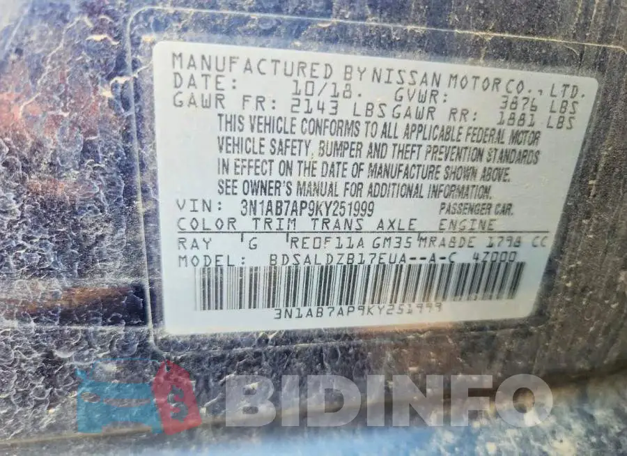3N1AB7AP9KY251999 Photo# 12