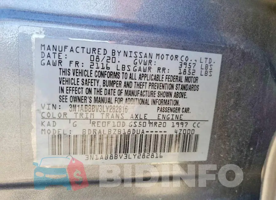 3N1AB8BV3LY282816 Photo# 12
