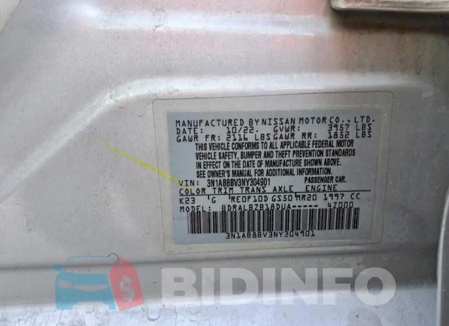 3N1AB8BV3NY304901 Photo# 12