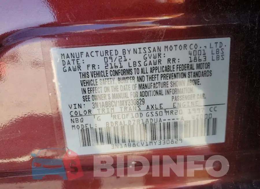3N1AB8CV1MY330829 Photo# 12