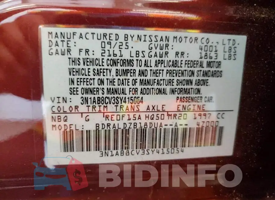 3N1AB8CV3SY415054 Photo# 12