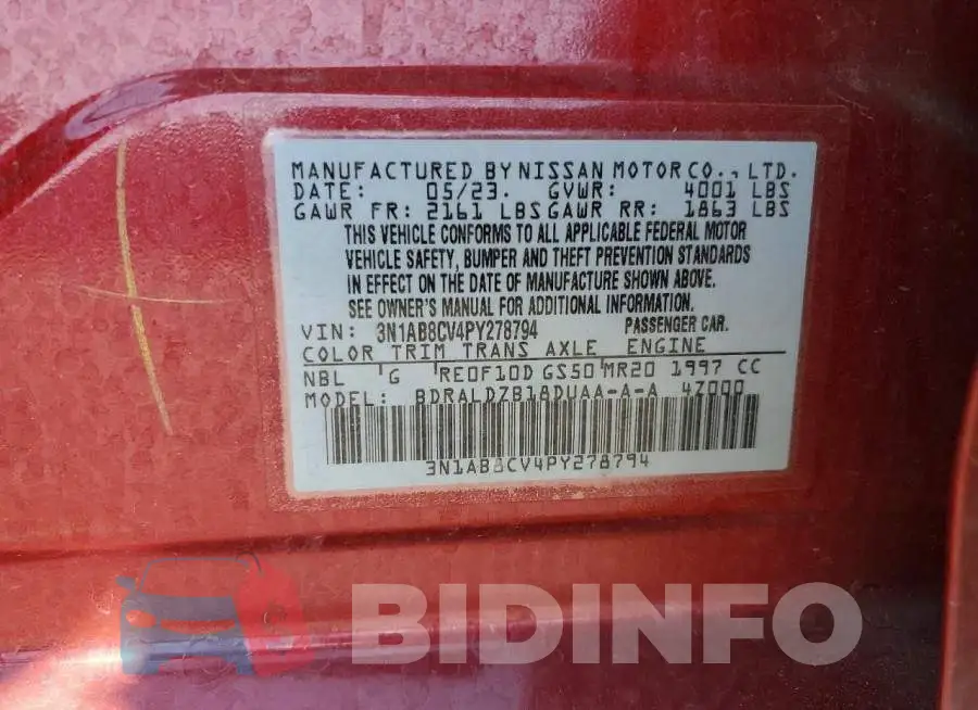 3N1AB8CV4PY278794 Photo# 13