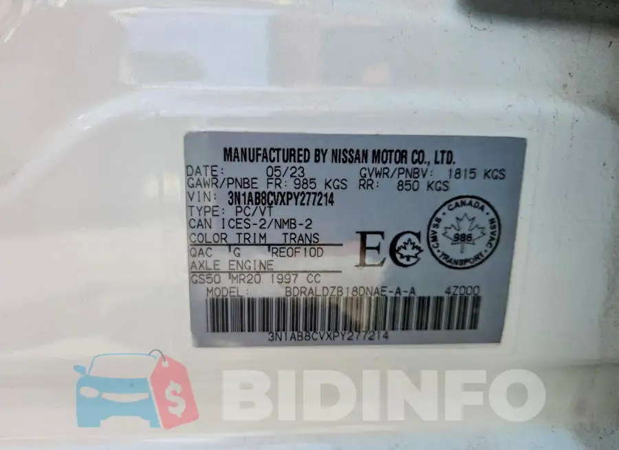 3N1AB8CVXPY277214 Photo# 12