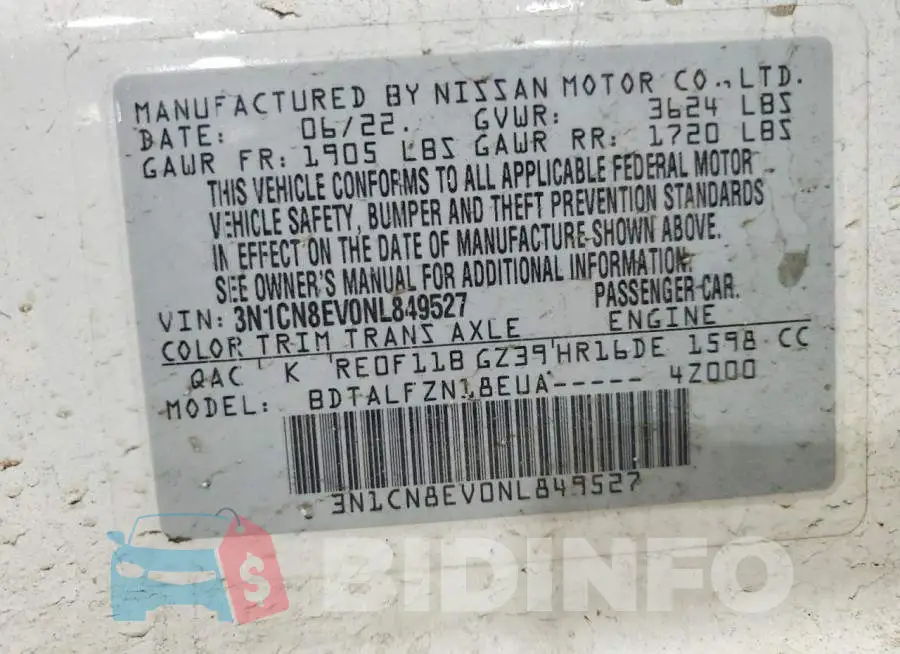 3N1CN8EV0NL849527 Photo# 12