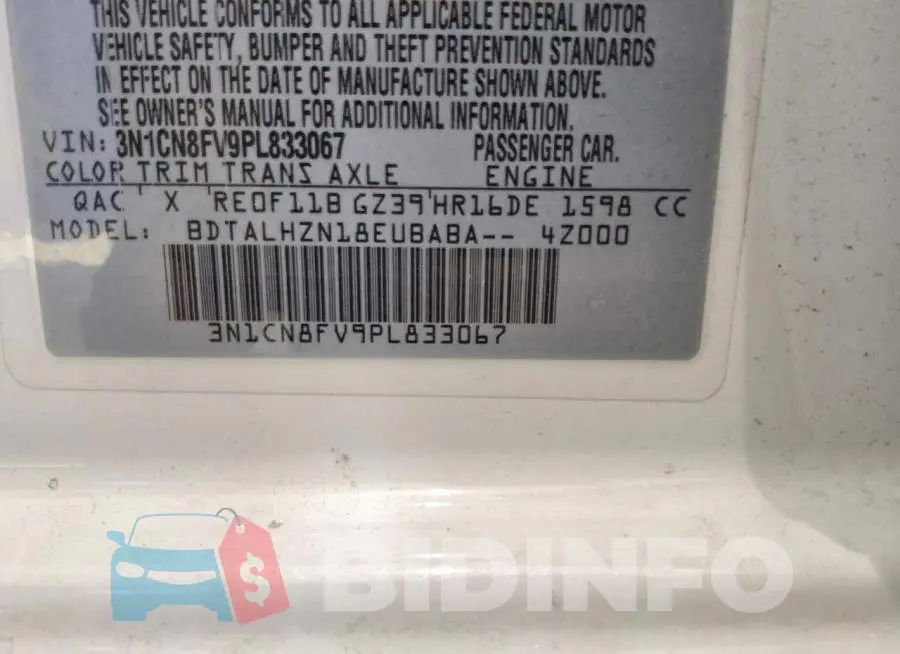 3N1CN8FV9PL833067 Photo# 12