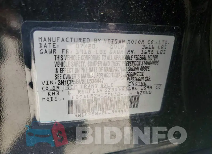 3N1CP5BV2LL534447 Photo# 12