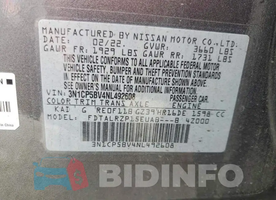 3N1CP5BV4NL492608 Photo# 14