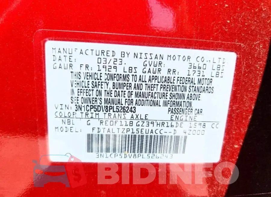 3N1CP5DV8PL526243 Photo# 13