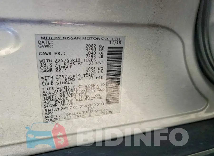 5N1AT2MT7KC749970 Photo# 13