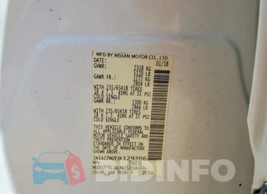 5N1AZ2MG9JN129206 Photo# 12