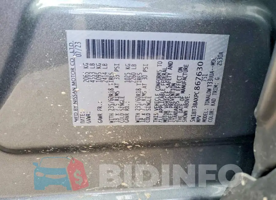 5N1BT3BAXPC867630 Photo# 12