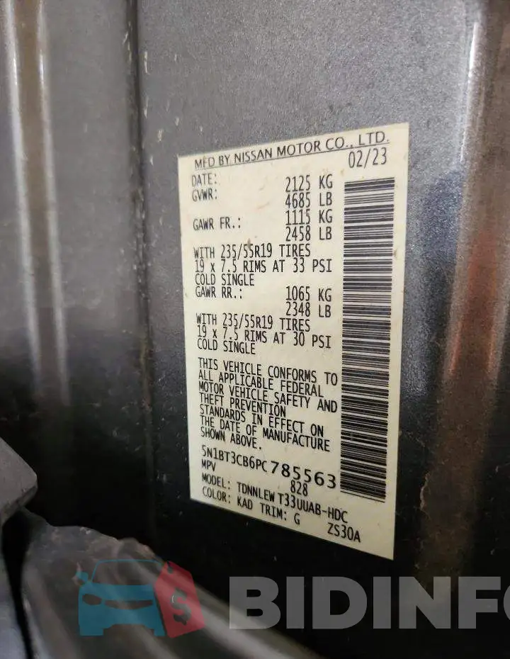 5N1BT3CB6PC785563 Photo# 13