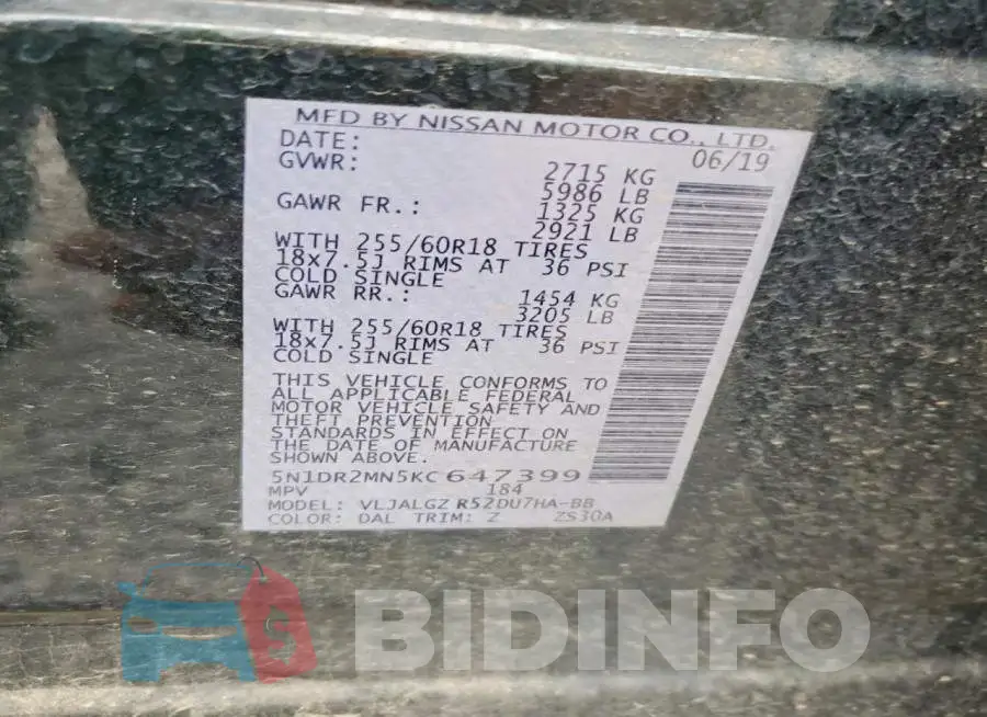 5N1DR2MN5KC647399 Photo# 13