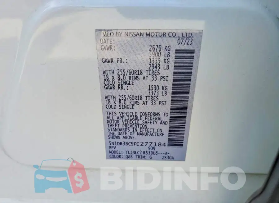 5N1DR3BC9PC277184 Photo# 14