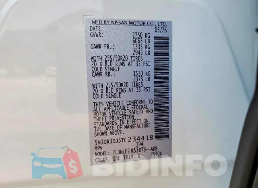 5N1DR3DJ5TC234418 Photo# 13
