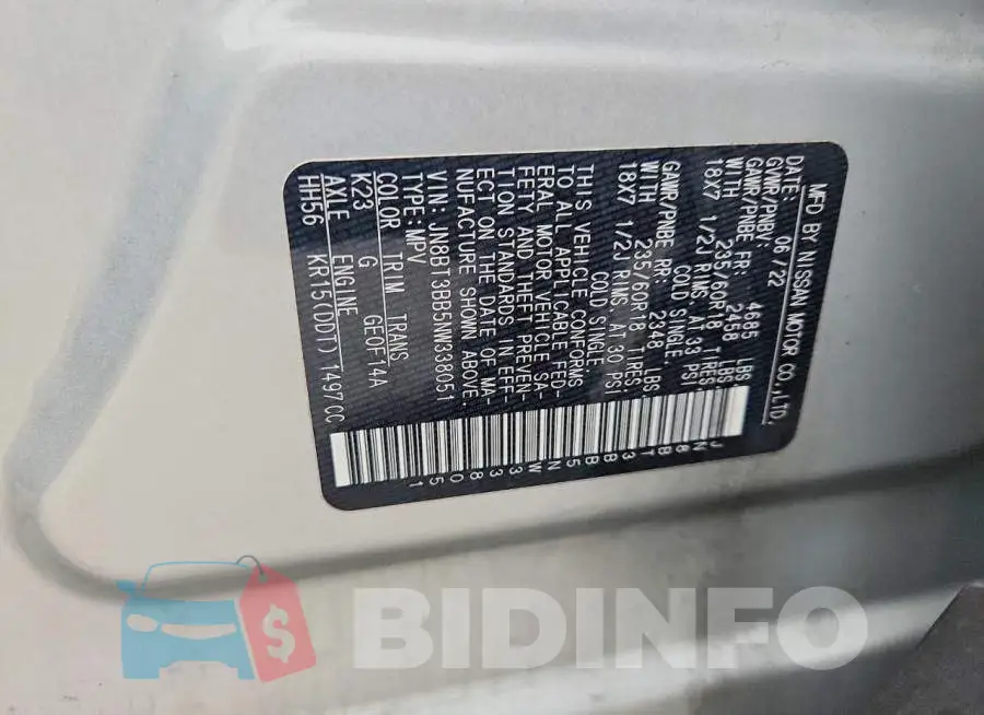JN8BT3BB5NW338051 Photo# 13