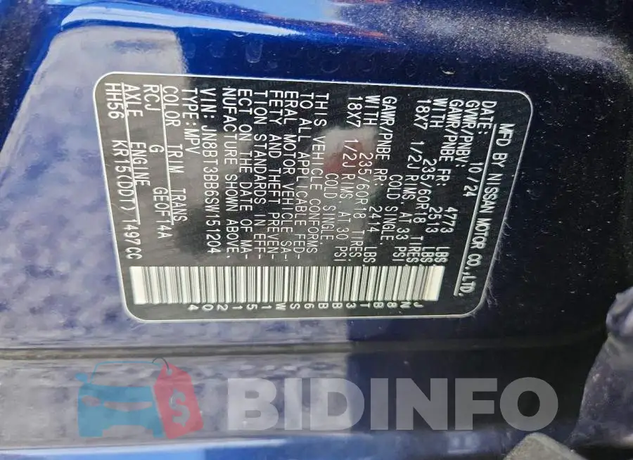 JN8BT3BB6SW151204 Photo# 14