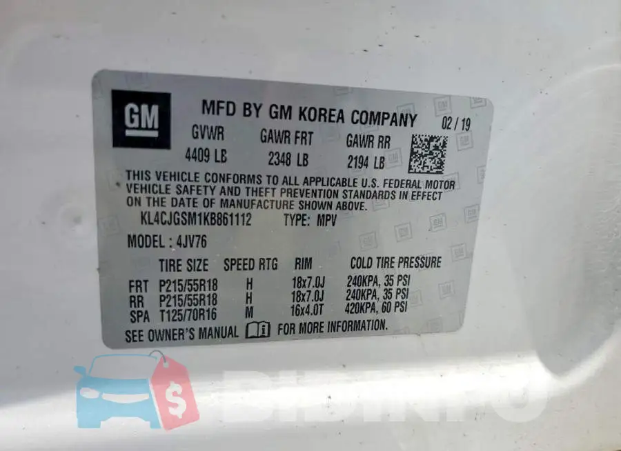 KL4CJGSM1KB861112 Photo# 13