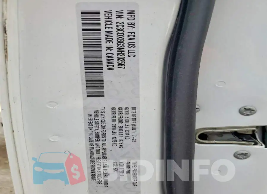 2C3CDXBG3NH202567 Photo# 12