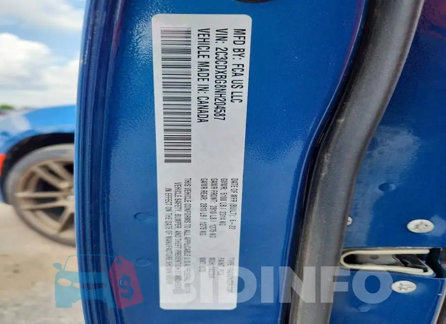 2C3CDXBG8NH204587 Photo# 12