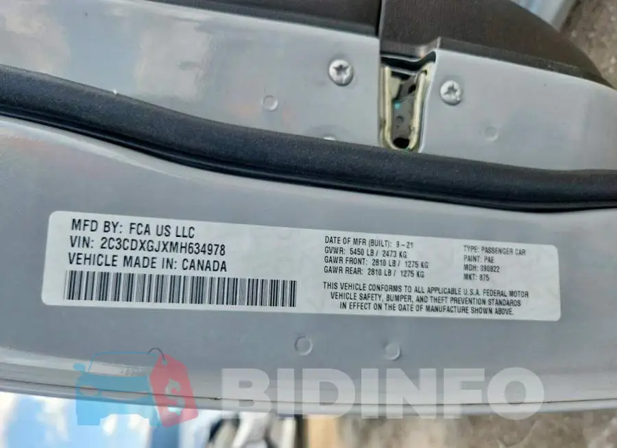 2C3CDXGJXMH634978 Photo# 13