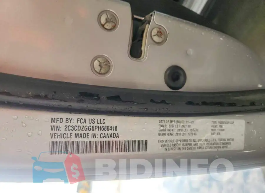 2C3CDZGG6PH686418 Photo# 12