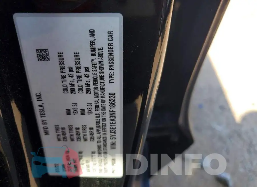 5YJ3E1EA3NF186230 Photo# 12