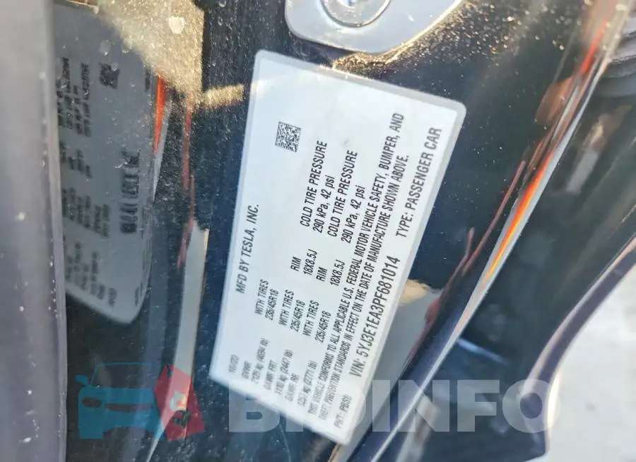 5YJ3E1EA3PF681014 Photo# 12