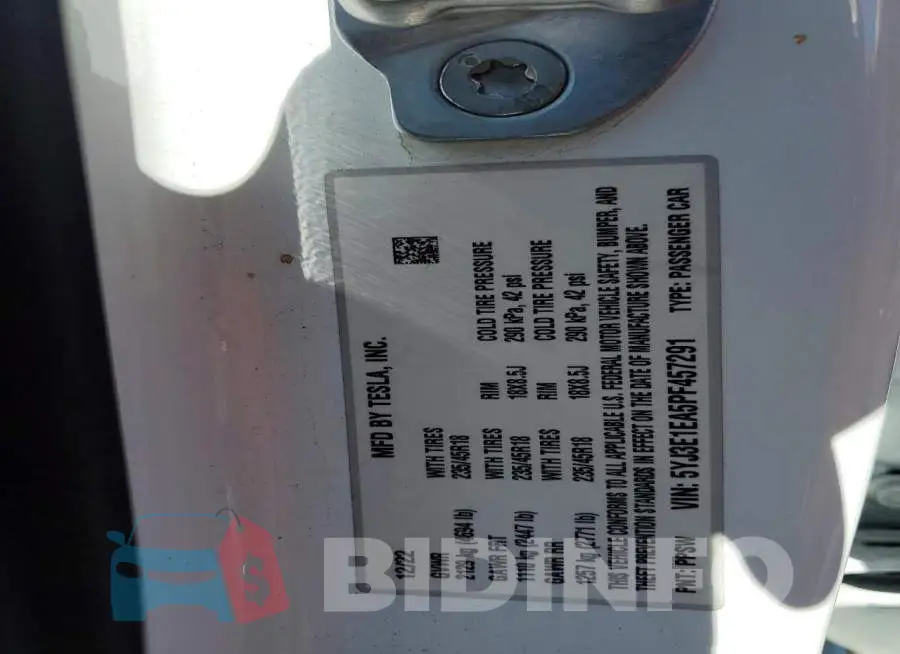 5YJ3E1EA5PF457291 Photo# 12