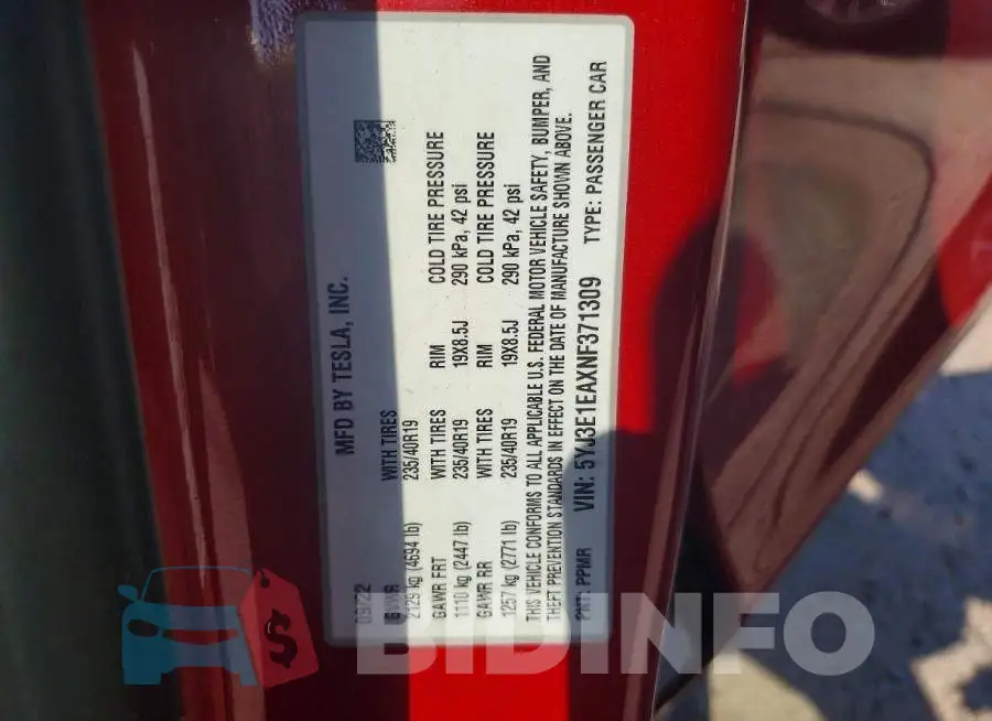 5YJ3E1EAXNF371309 Photo# 13