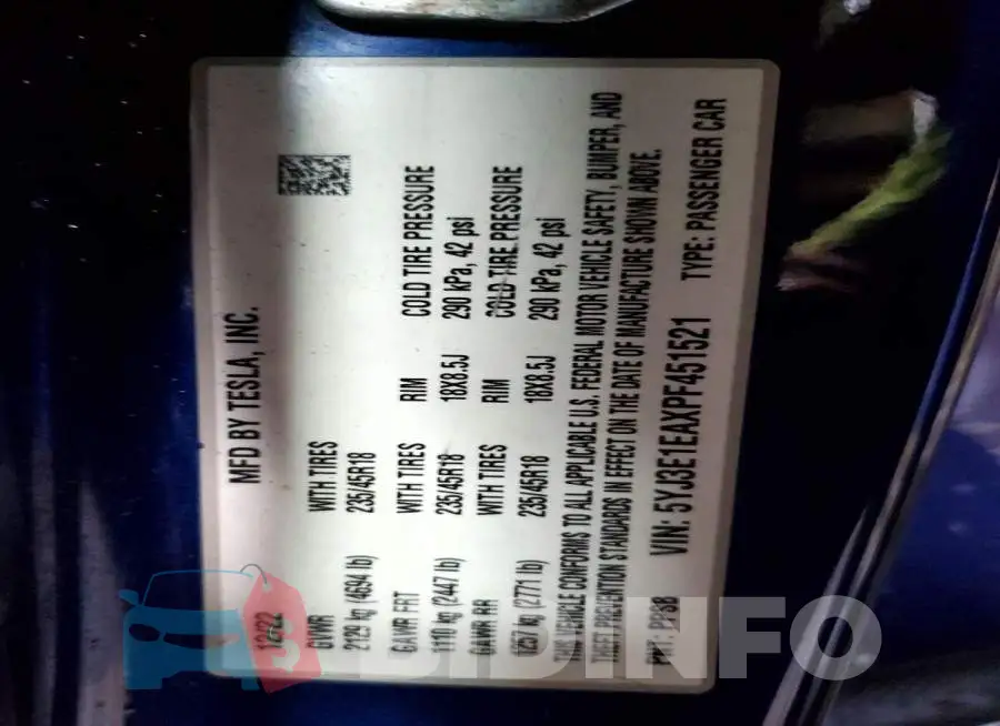 5YJ3E1EAXPF451521 Photo# 13