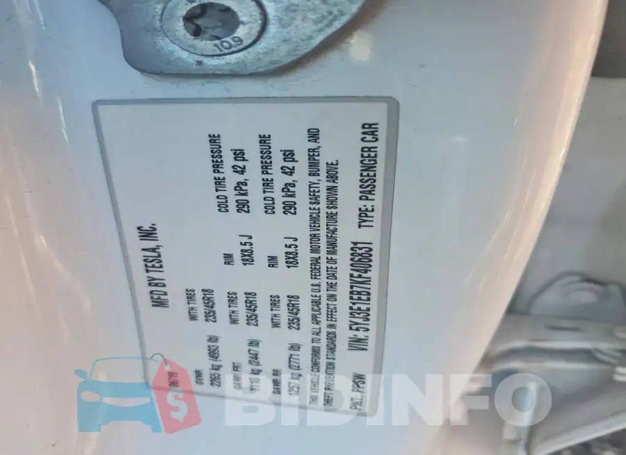 5YJ3E1EB7KF406831 Photo# 12