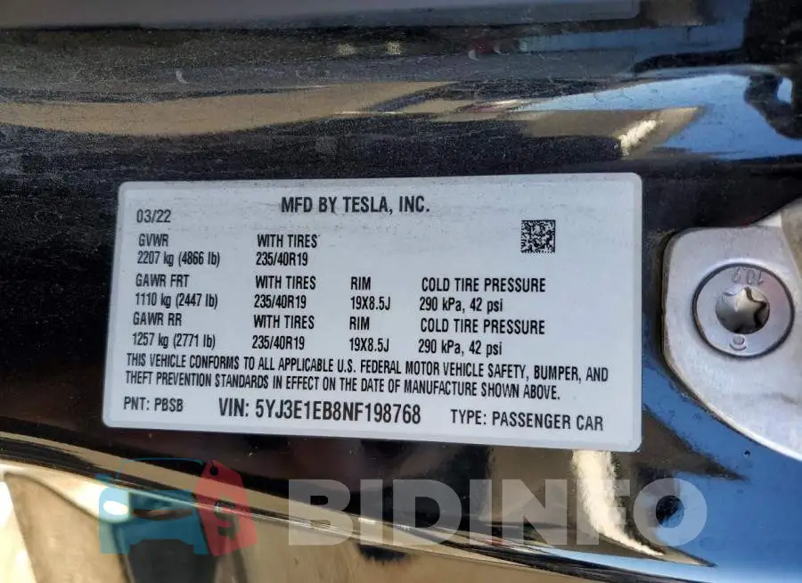5YJ3E1EB8NF198768 Photo# 12