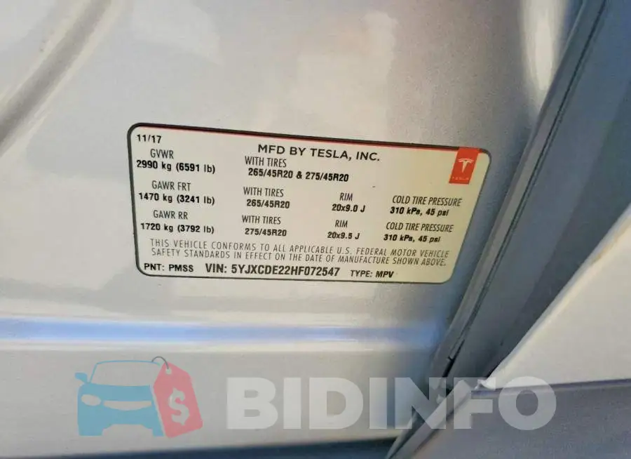 5YJXCDE22HF072547 Photo# 13